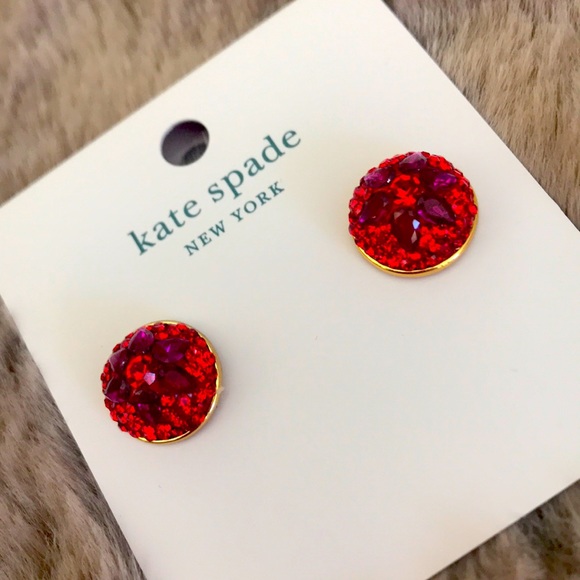 Kate Spade earrings with red crystals NWT